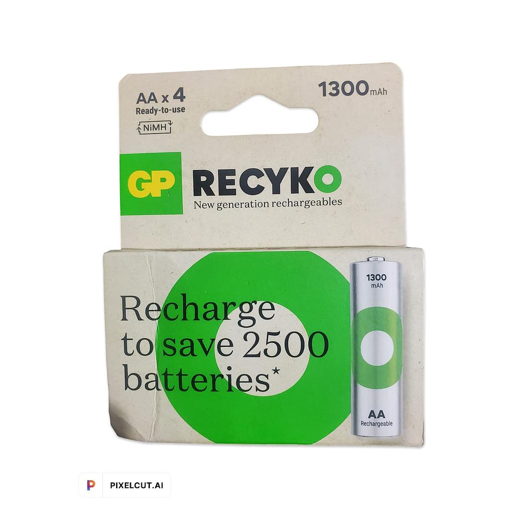 BATERIA RECARGABLE AA 4PC, GP RECYKO