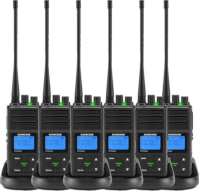 Walkie Talkies de largo alcance, radios bidireccionales de 5 vatios con auriculares, radio programable UHF de 2 vías de larga distancia, llamada grupal